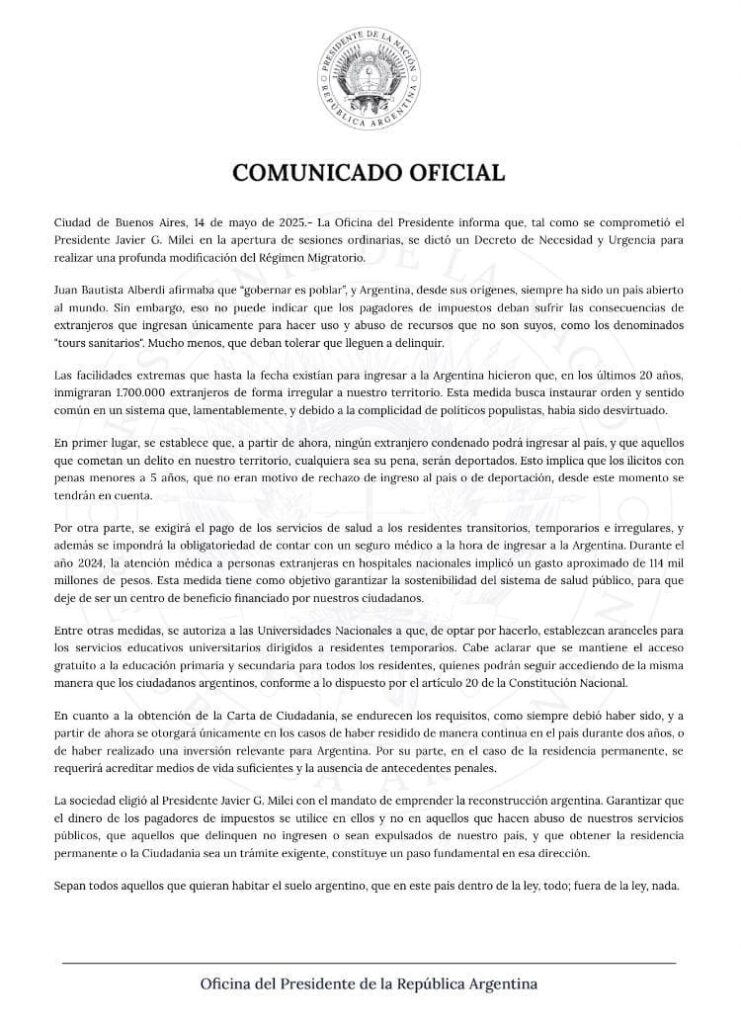 Argentina new immigration law